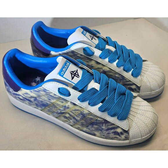 Adidas Men's Tie-Dye Blue/White/Turquoise Uprock 4E Superstar Sneakers Size 8.5 - Picture 5 of 16